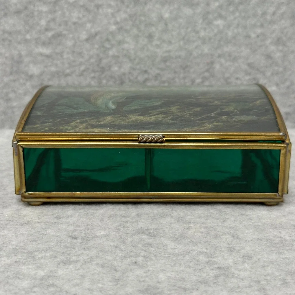 Via Vermont Handcrafted Glass Trinket‎ Box Rainbow Trout Randy McGovern Artwork